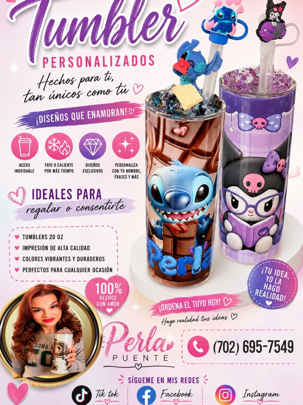 Personalized Blue Stitch Tumbler - Home Party Supplies